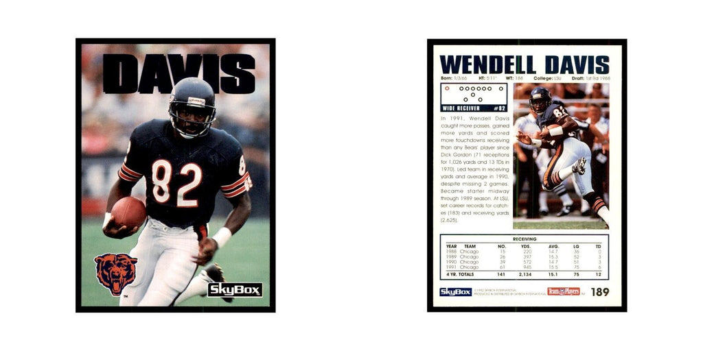 1992 SkyBox Wendell Davis Football Cards #189