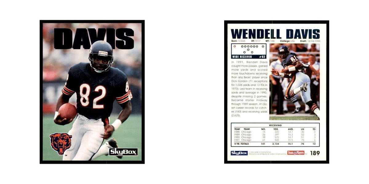 1992 SkyBox Wendell Davis Football Cards #189