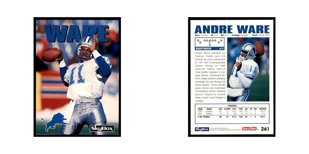 1992 SkyBox Andre Ware Football Cards #261