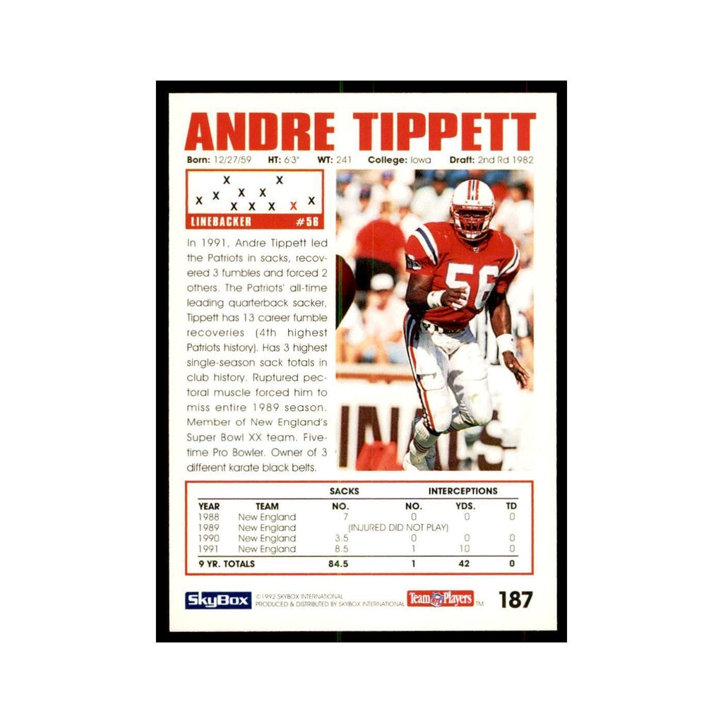 1992 SkyBox Andre Tippett Football Cards #187