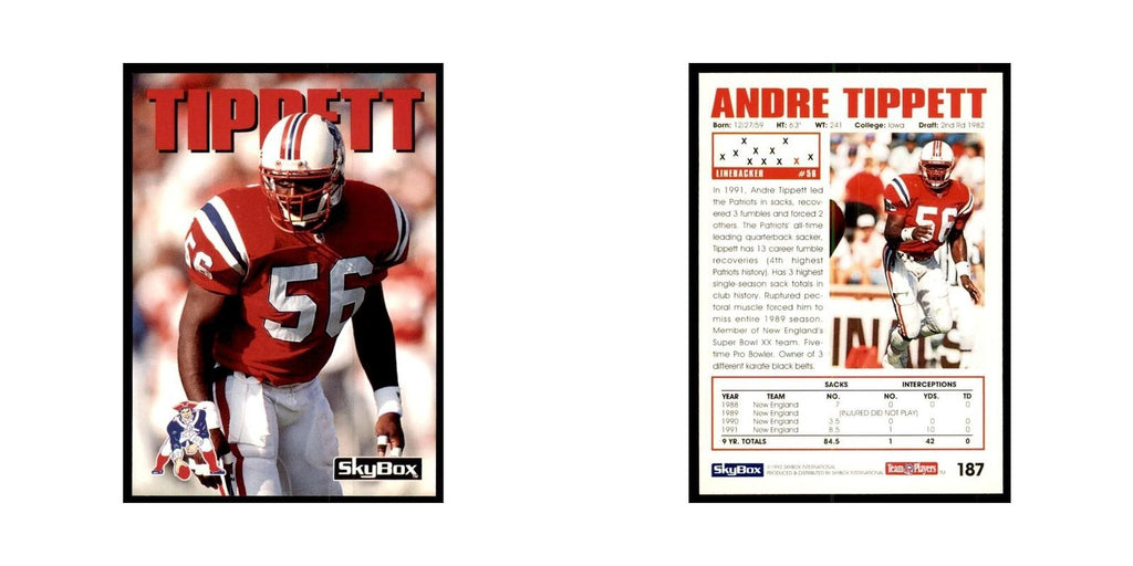 1992 SkyBox Andre Tippett Football Cards #187