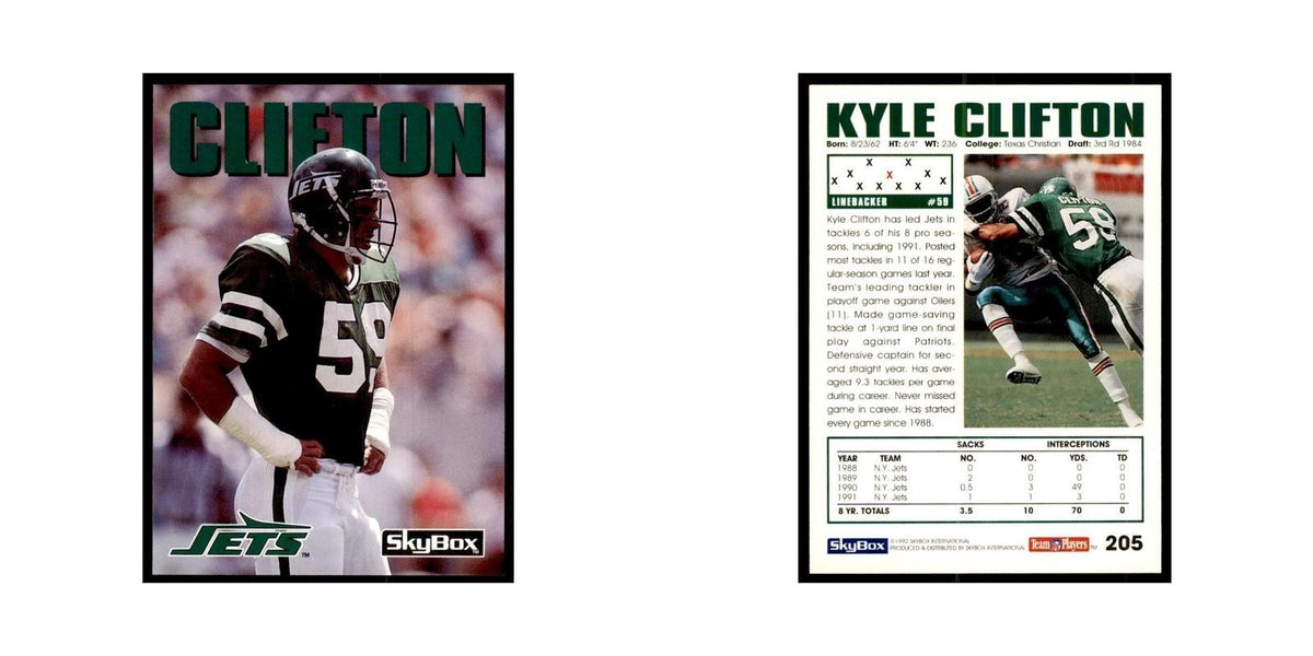 1992 SkyBox Kyle Clifton Football Cards #205