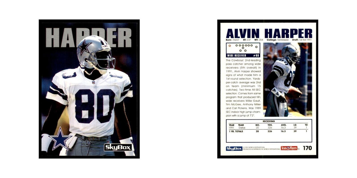 1992 SkyBox Alvin Harper Football Cards #170