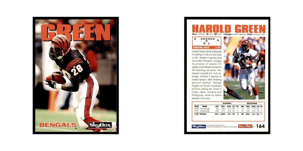 1992 SkyBox Harold Green Football Cards #164