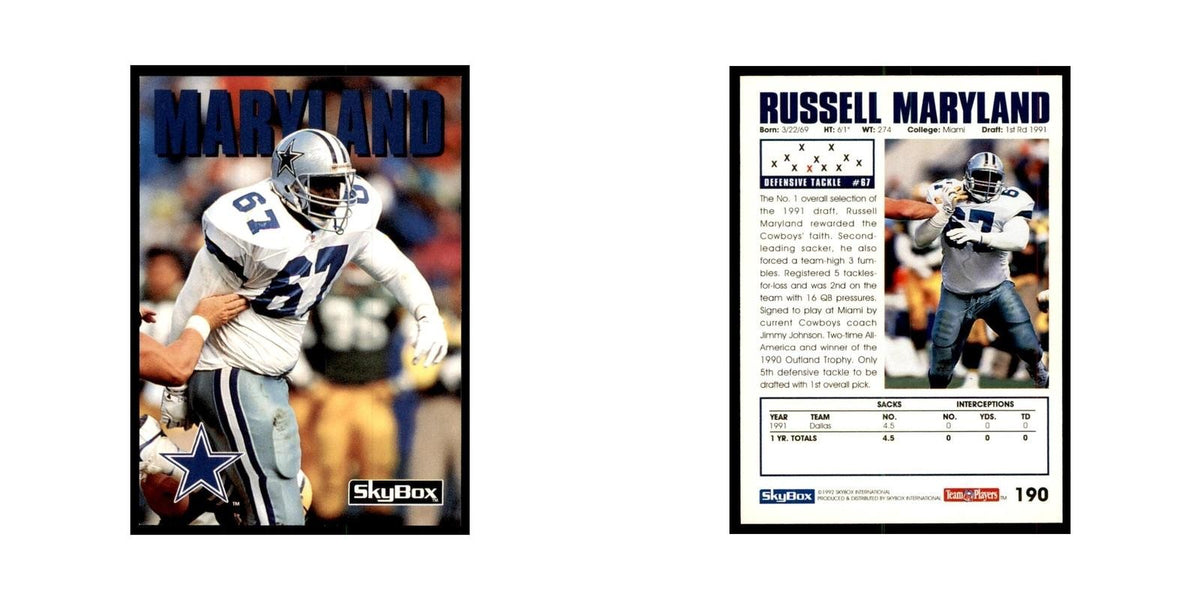 1992 SkyBox Russell Maryland Football Cards #190