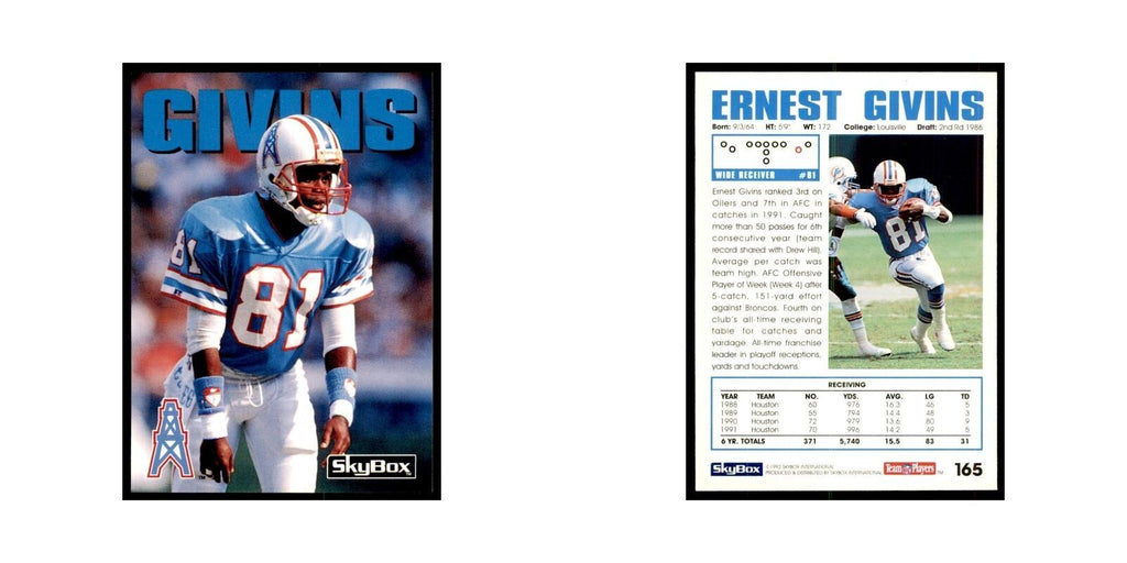 1992 SkyBox Ernest Givins Football Cards #165