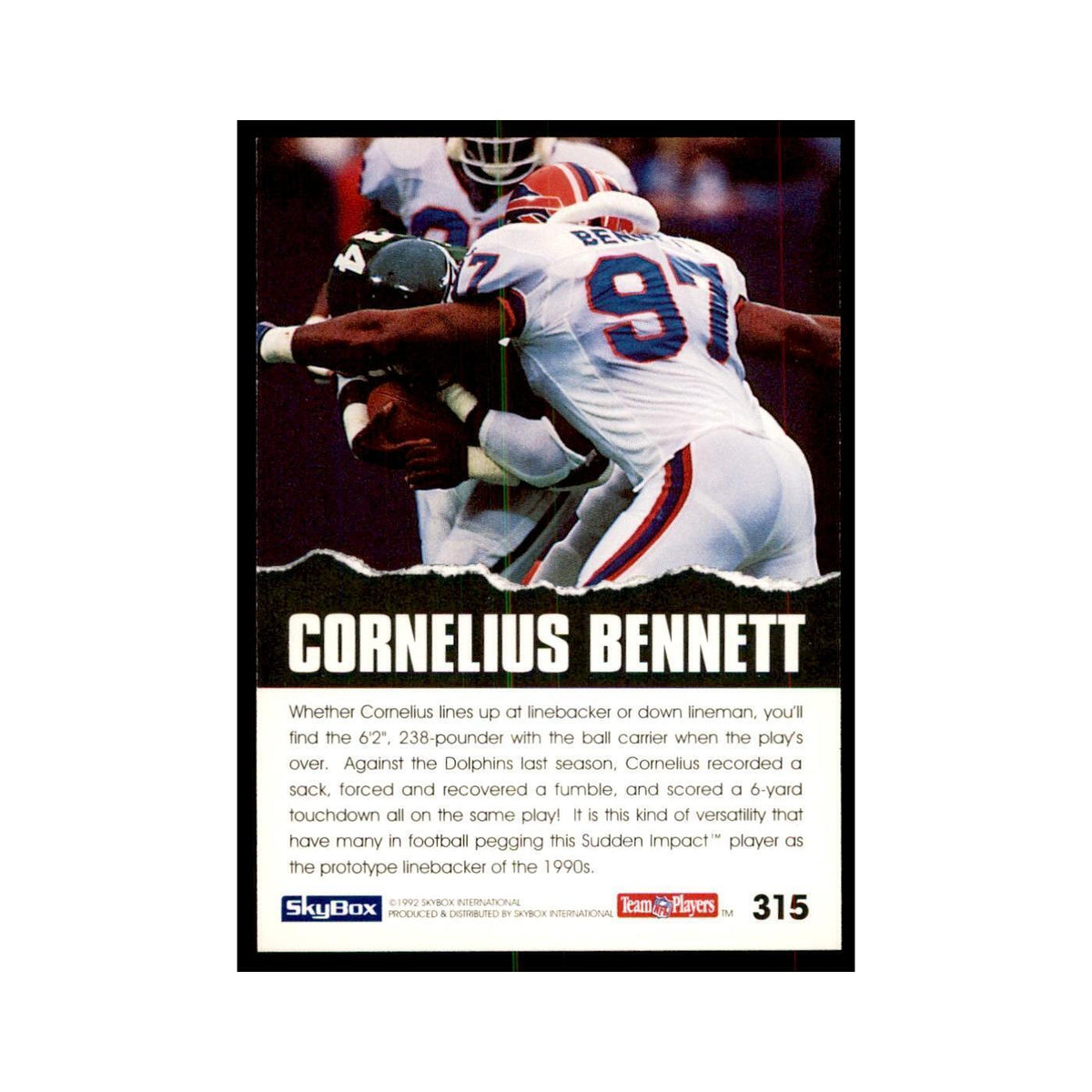 1992 SkyBox Cornelius Bennett Football Cards #315