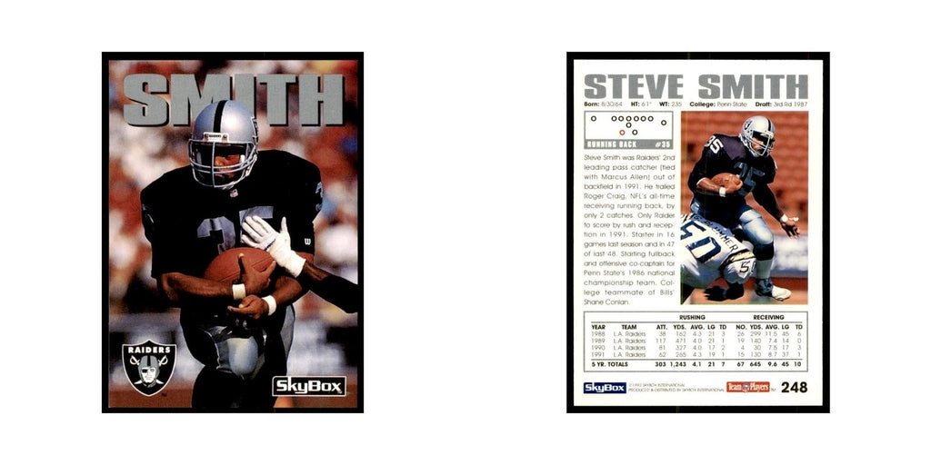 1992 SkyBox Steve Smith Football Cards #248