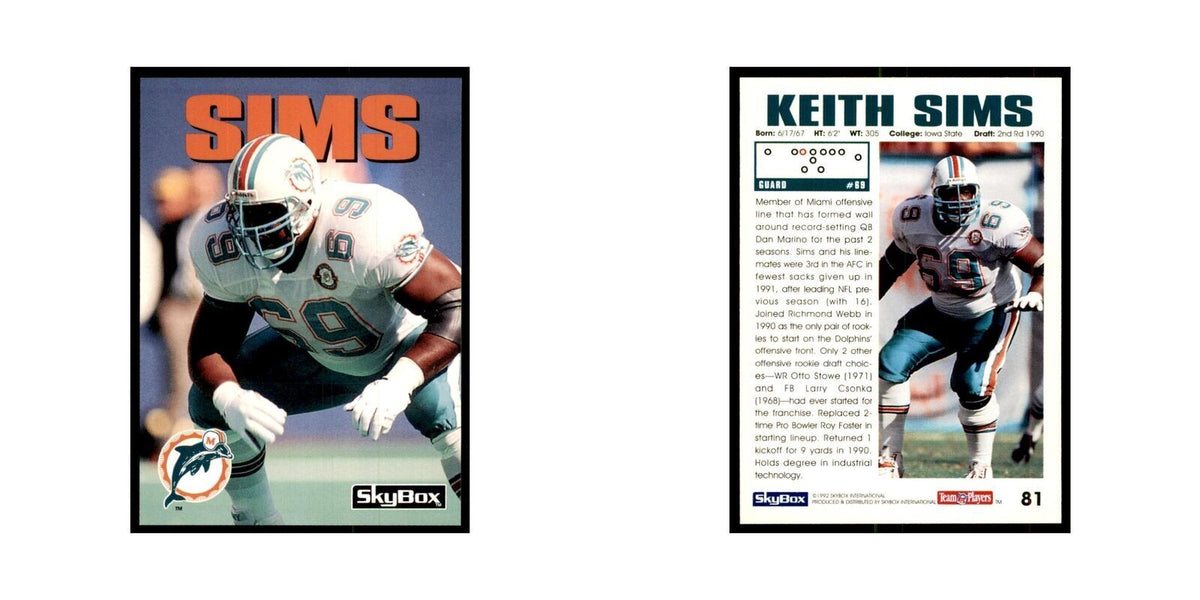 1992 SkyBox Keith Sims Football Cards #81