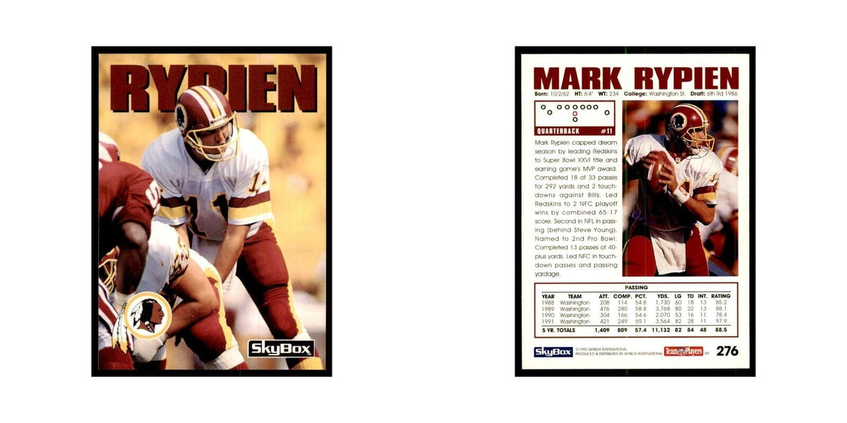 1992 SkyBox Mark Rypien Football Cards #276