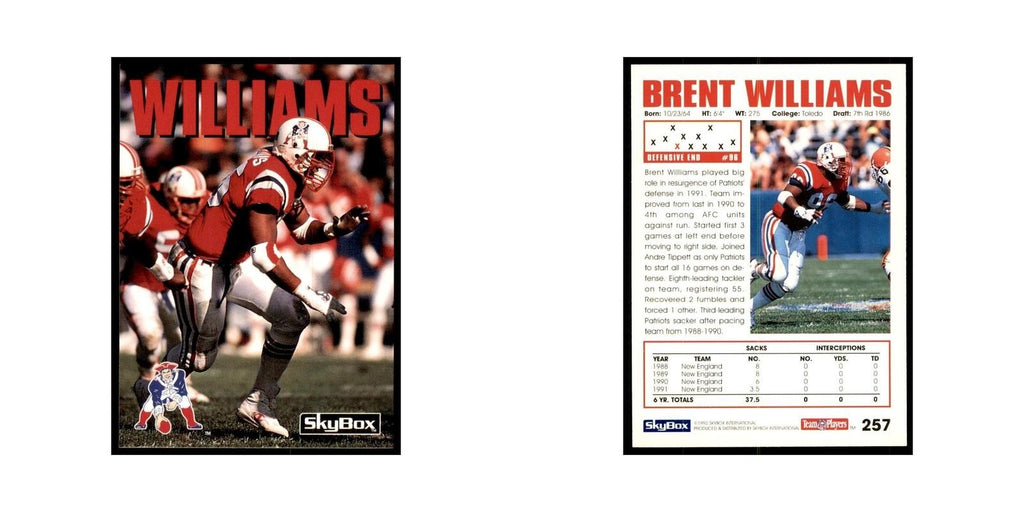 1992 SkyBox Brent Williams Football Cards #257