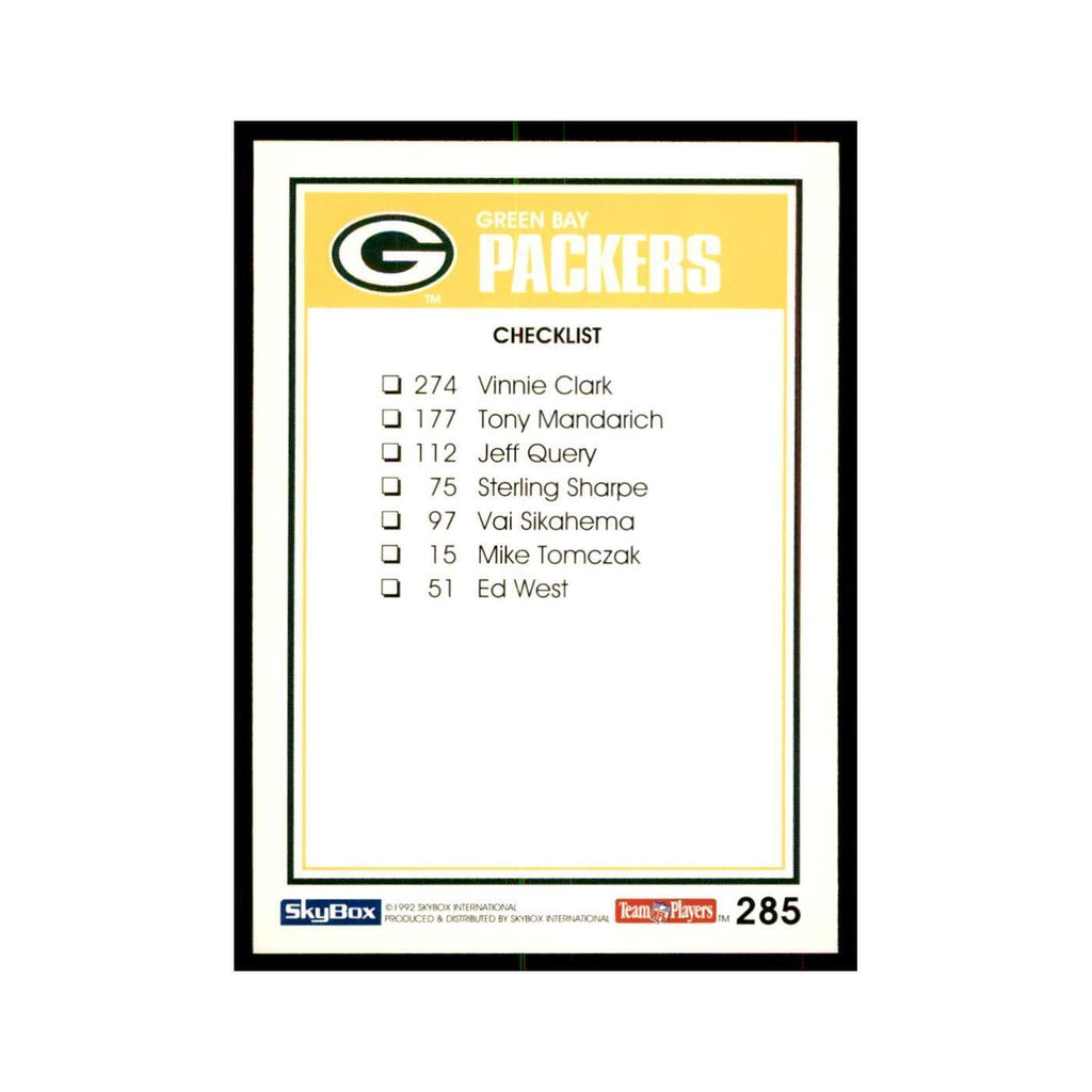 1992 SkyBox Sterling Sharpe Packers Football Cards #285