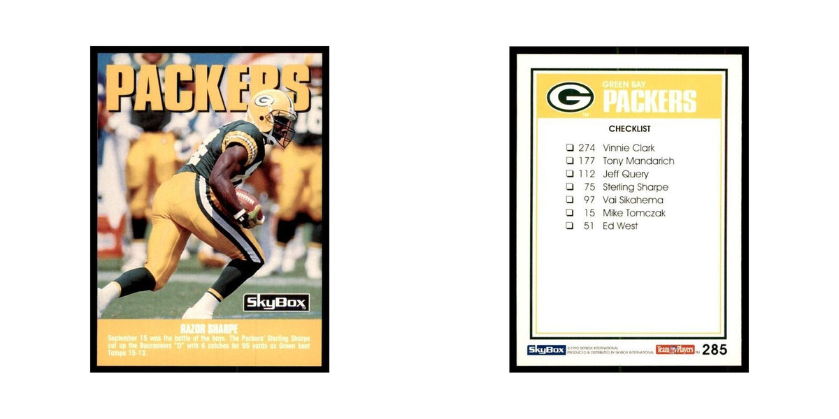 1992 SkyBox Sterling Sharpe Packers Football Cards #285
