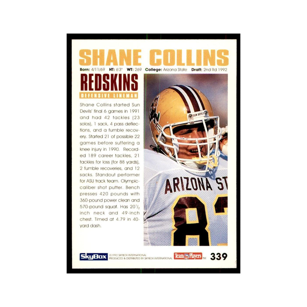 1992 SkyBox Shane Collins RC Football Cards #339