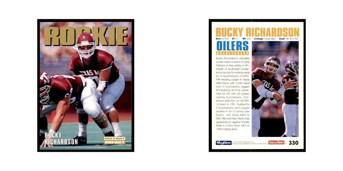 1992 SkyBox Bucky Richardson RC Football Cards #330