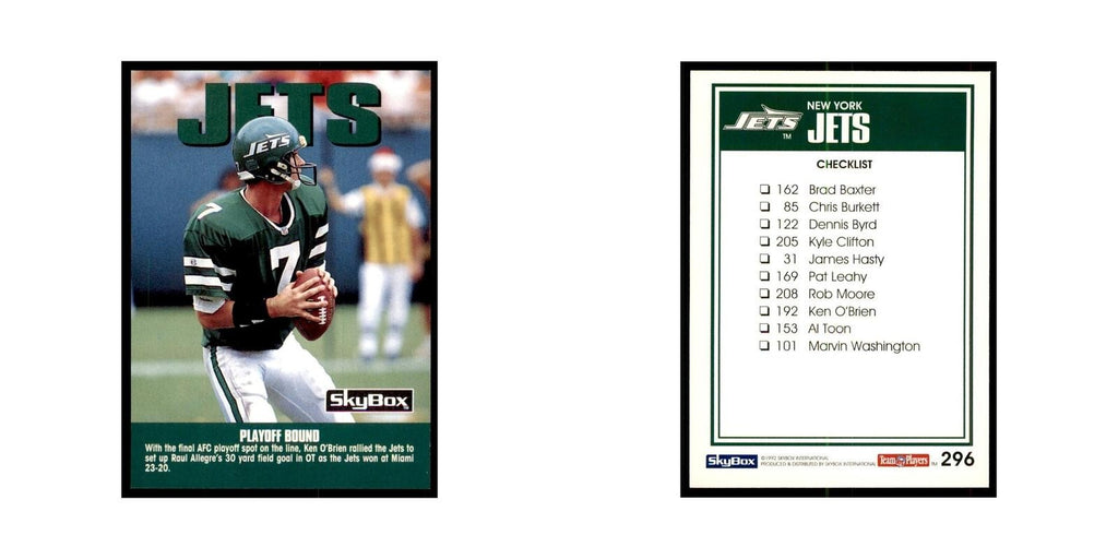 1992 SkyBox Ken O'Brien Football Cards #296