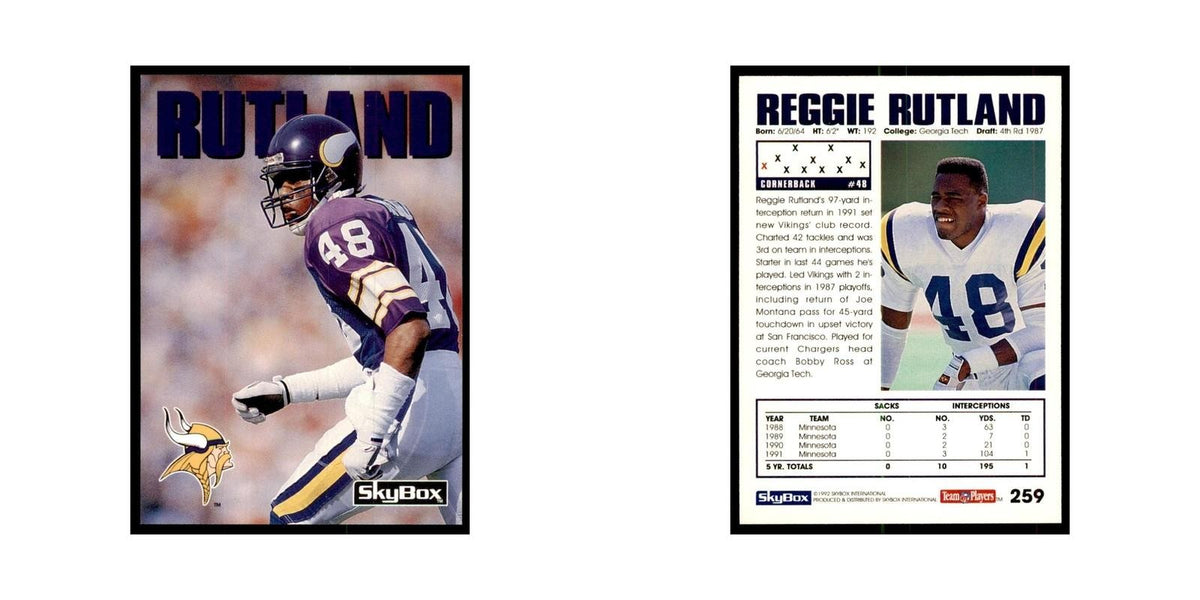 1992 SkyBox Reggie Rutland Football Cards #259