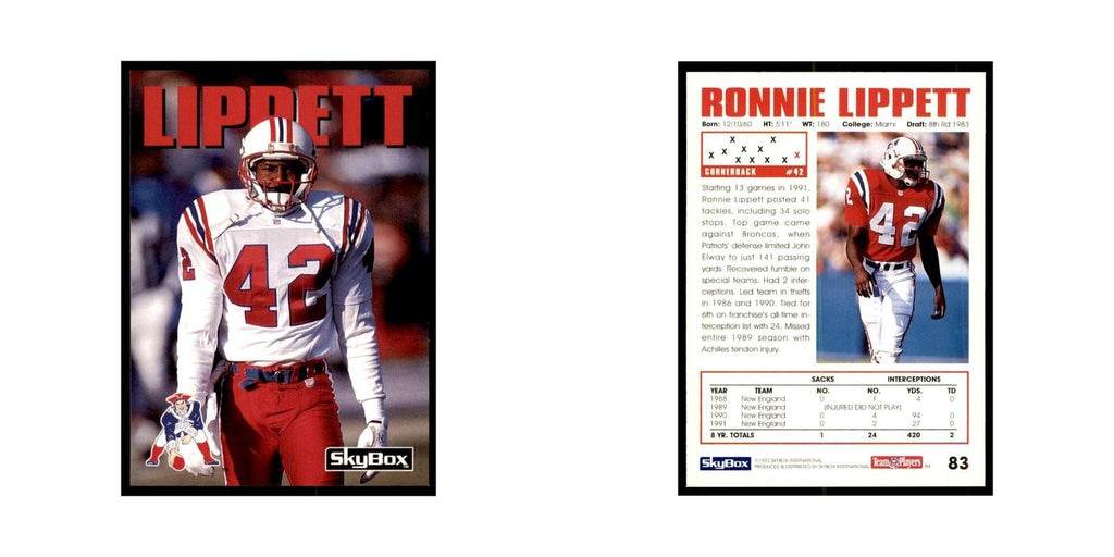 1992 SkyBox Ronnie Lippett Football Cards #83