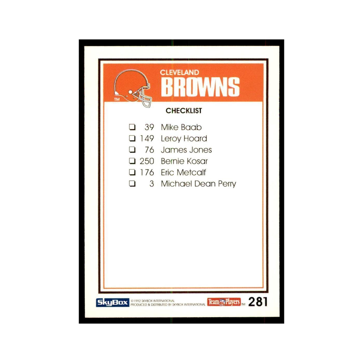 1992 SkyBox Bernie Kosar Football Cards #281