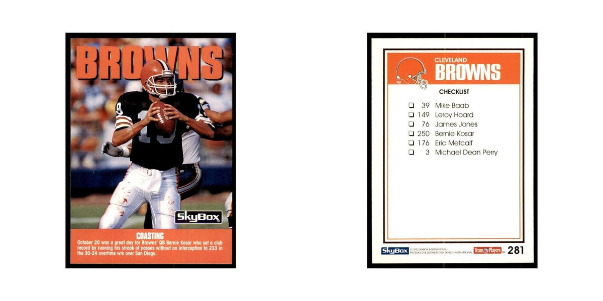 1992 SkyBox Bernie Kosar Football Cards #281