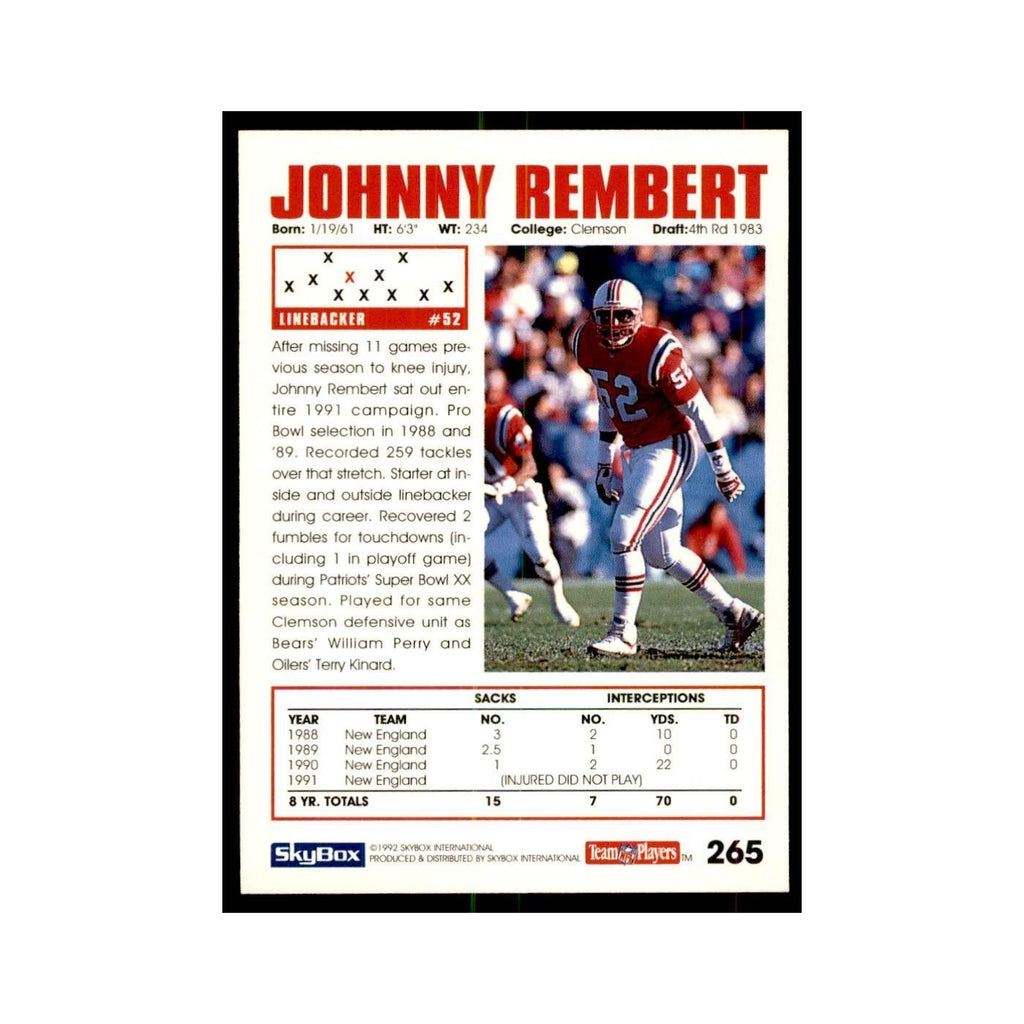 1992 SkyBox Johnny Rembert Football Cards #265
