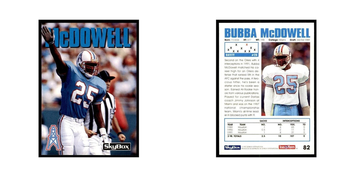 1992 SkyBox Bubba McDowell Football Cards #82