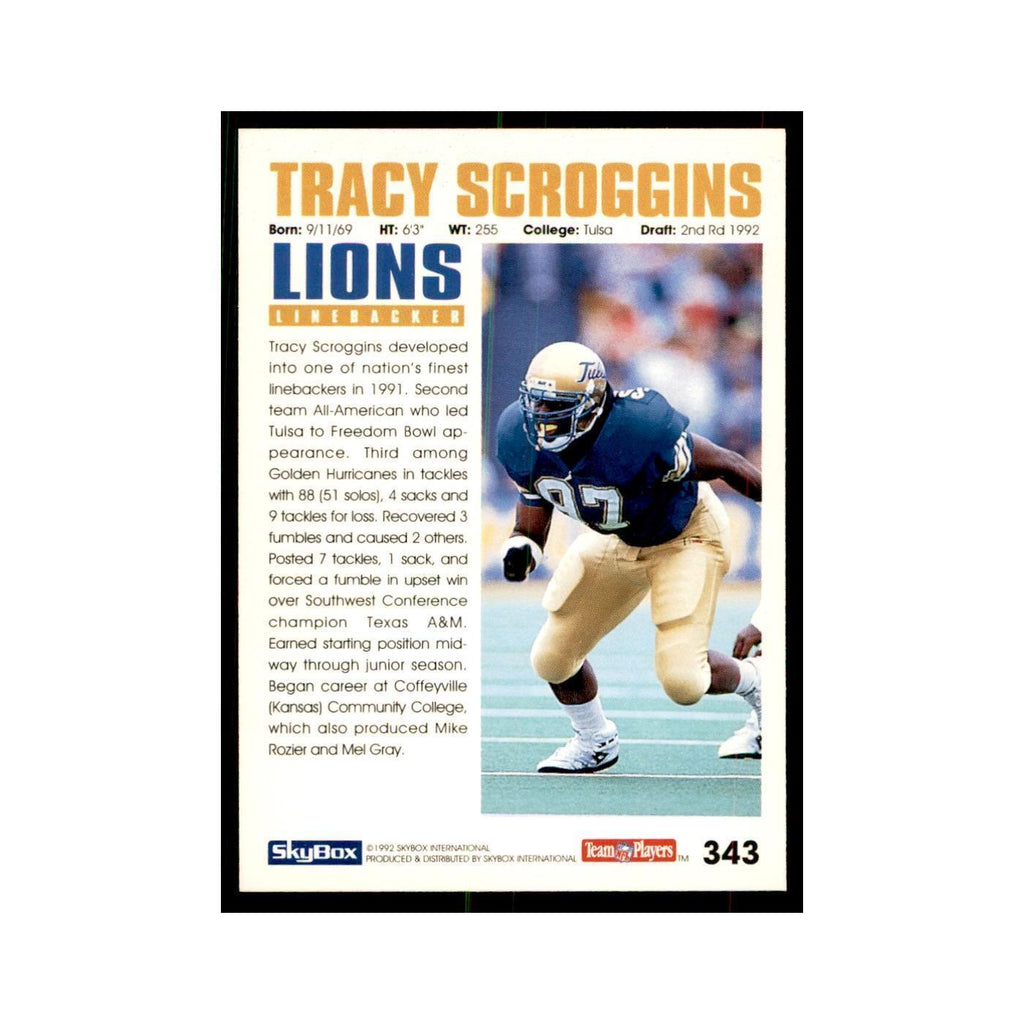 1992 SkyBox Tracy Scroggins RC Football Cards #343