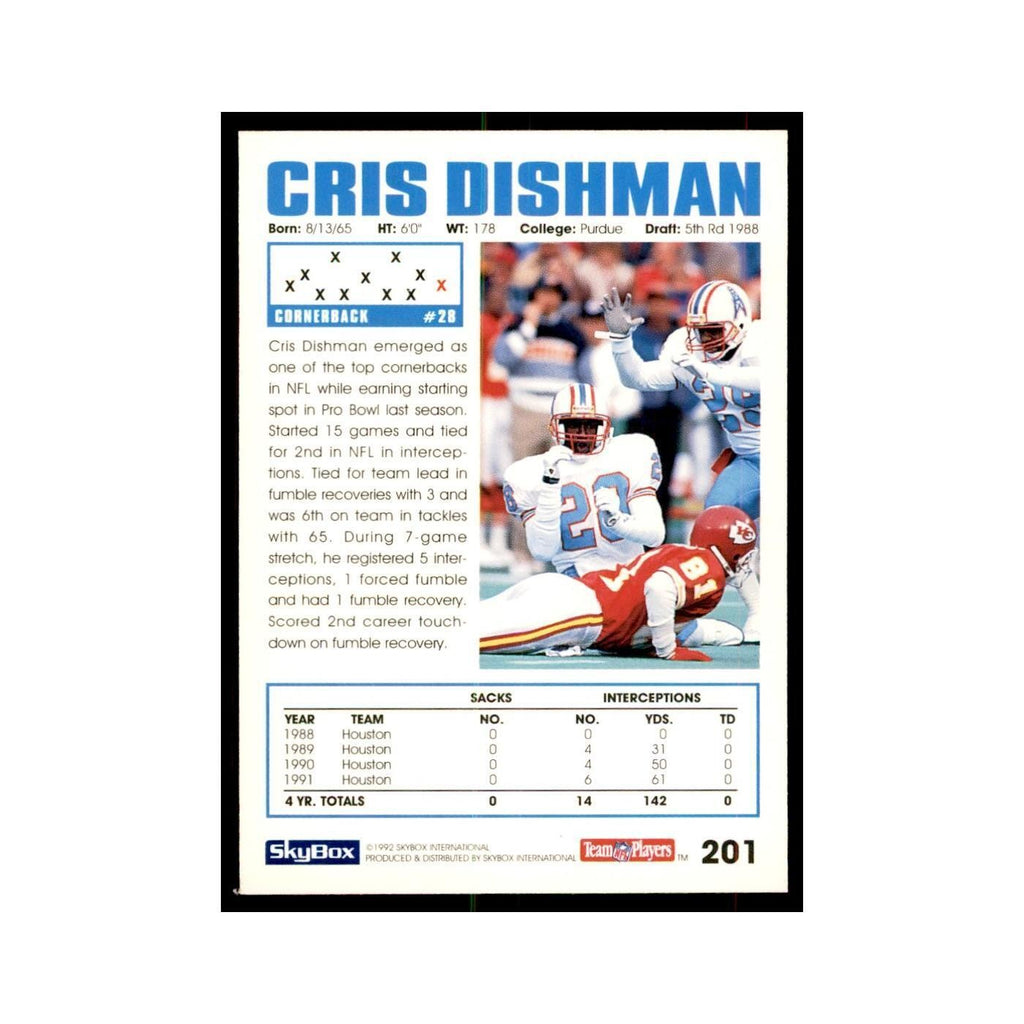 1992 SkyBox Cris Dishman Football Cards #201