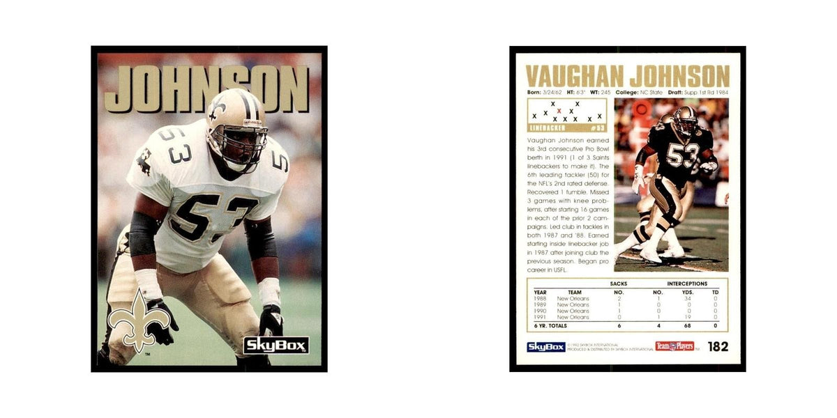 1992 SkyBox Vaughan Johnson Football Cards #182