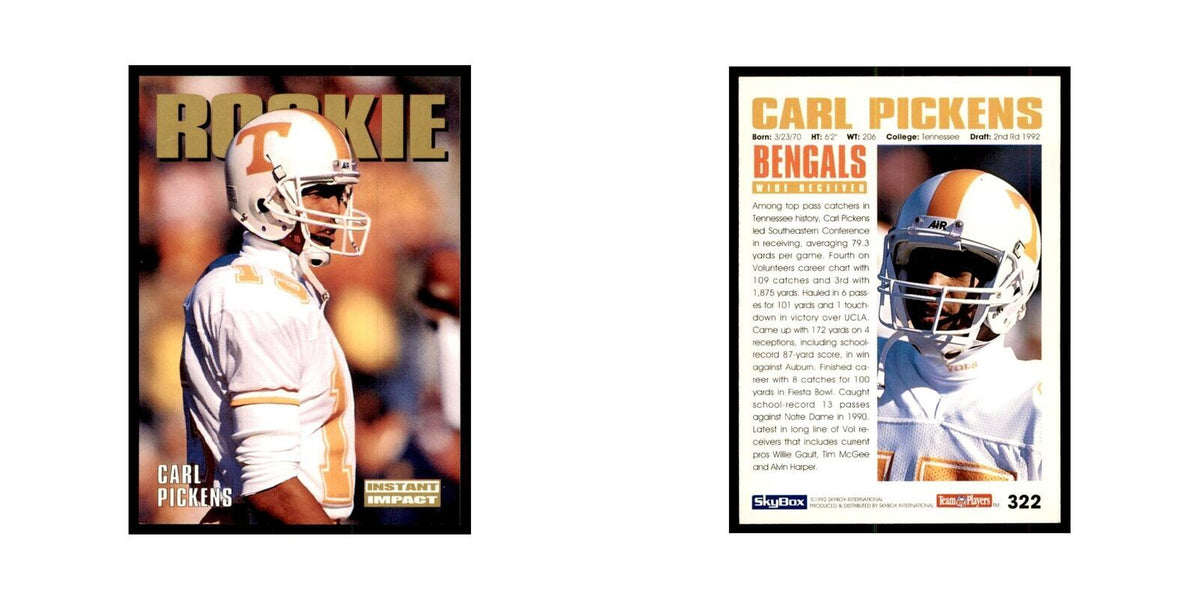 1992 SkyBox Carl Pickens RC Football Cards #322