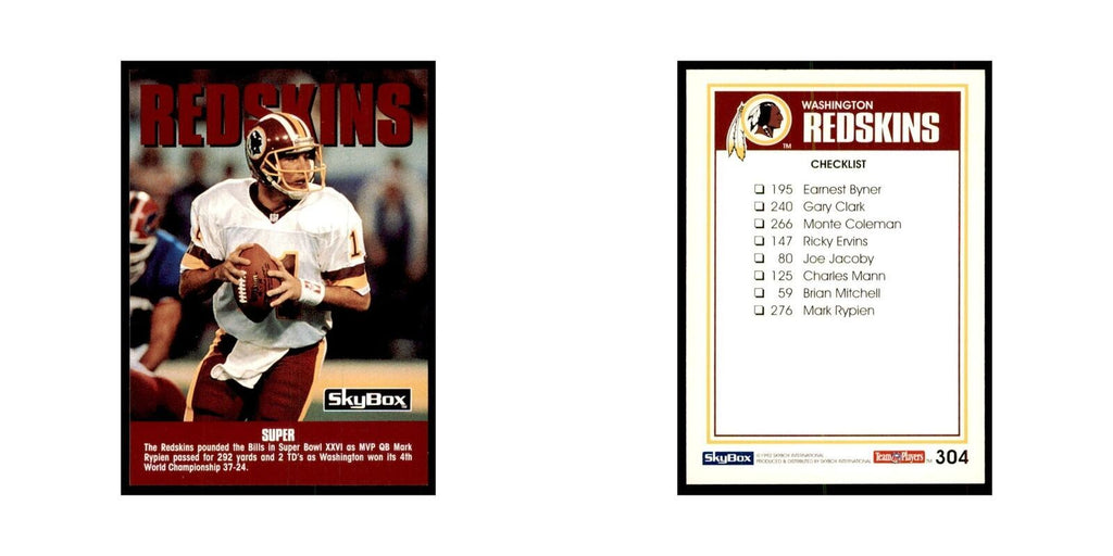 1992 SkyBox Mark Rypien Football Cards #304