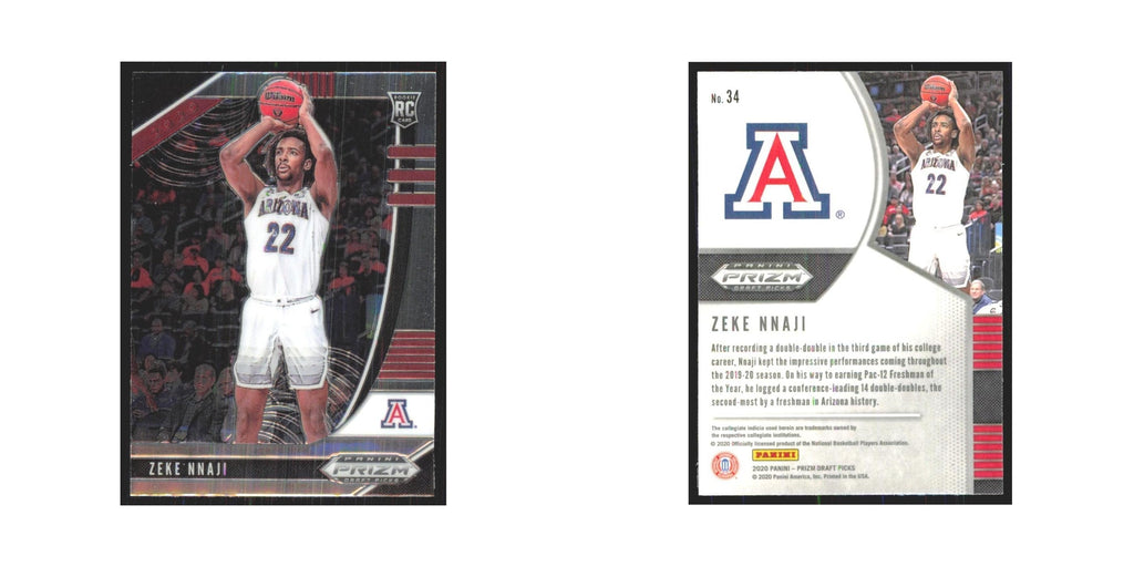 2020 Panini Prizm Draft Zeke Nnaji RC Arizona Wildcats #34