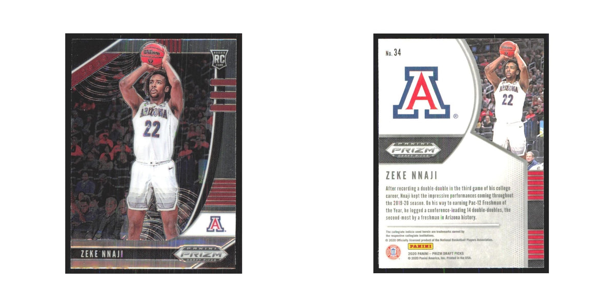 2020 Panini Prizm Draft Zeke Nnaji RC Arizona Wildcats #34