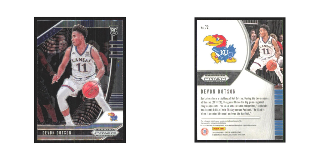 2020 Panini Prizm Draft Devon Dotson RC Kansas Jayhawks #72