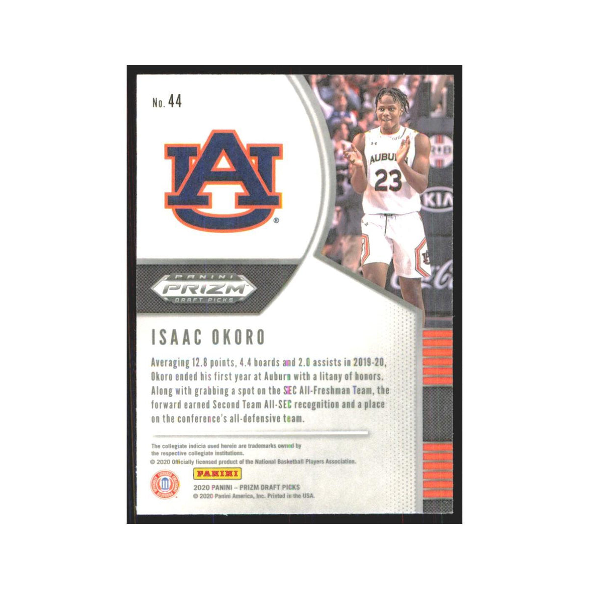 2020 Panini Prizm Draft Isaac Okoro RC Auburn Tigers #44