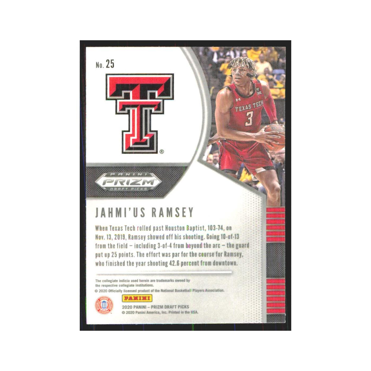2020 Panini Prizm Draft Jahmi'us Ramsey RC Texas Tech Red Raiders #25