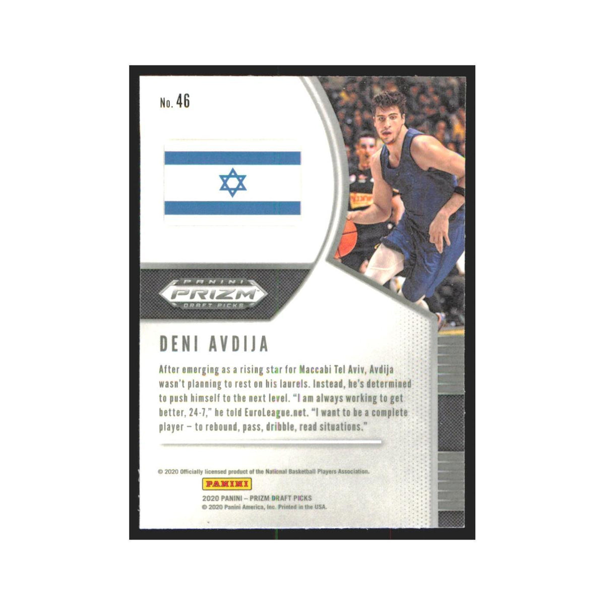 2020 Panini Prizm Draft Deni Avdija RC Maccabi Electra Tel Aviv #46