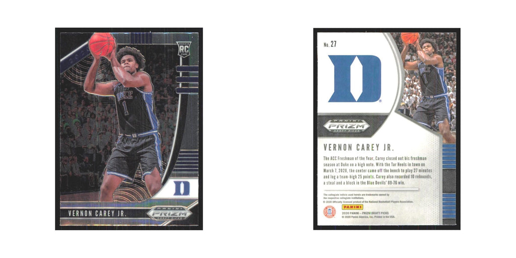 2020 Panini Prizm Draft Vernon Carey Jr. RC Duke Blue Devils #27
