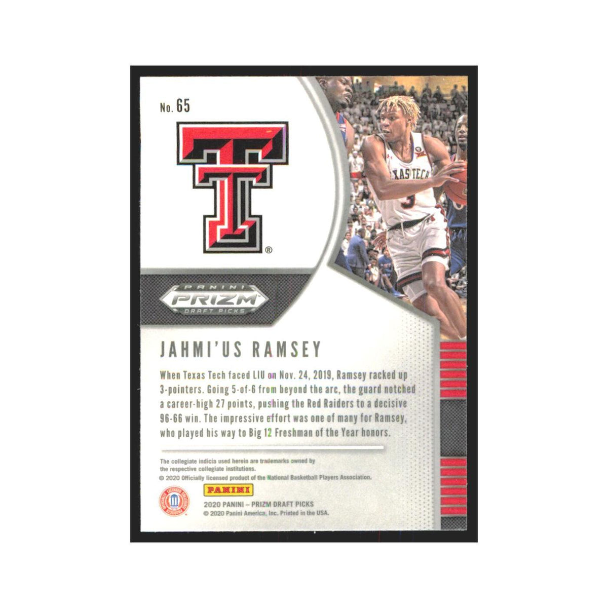 2020 Panini Prizm Draft Jahmi'us Ramsey RC Texas Tech Red Raiders #65