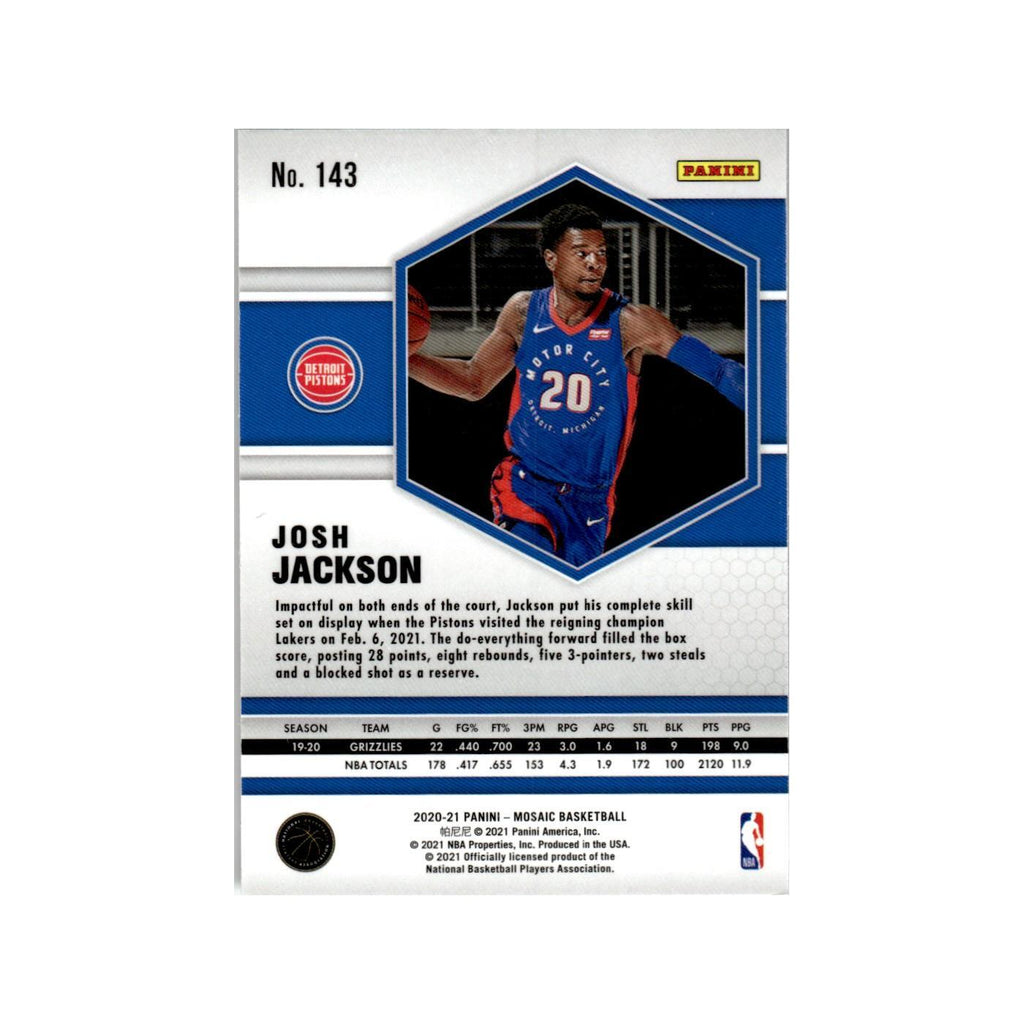 Josh Jackson 2020 Panini Mosaic #143 Detroit Pistons Basketball Card NM