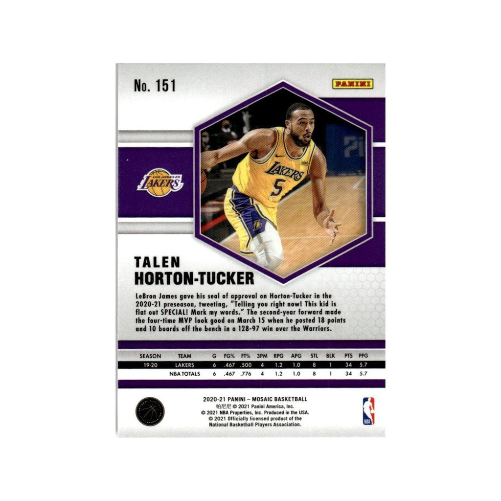 Talen Horton-Tucker 2020 Panini Mosaic #151 Los Angeles Lakers NM