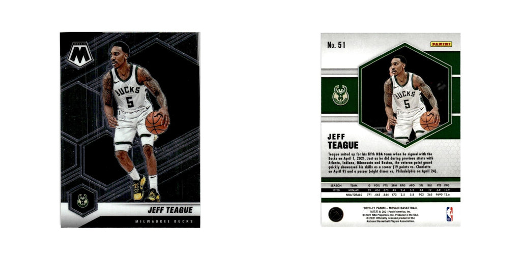 Jeff Teague 2020 Panini Mosaic #51 Milwaukee Bucks Basketball Card NM
