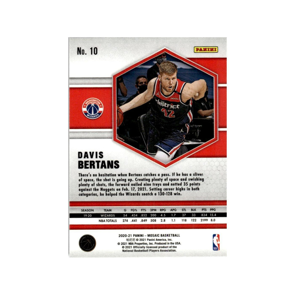 Davis Bertans 2020 Panini Mosaic #10 Washington Wizards Basketball Card NM