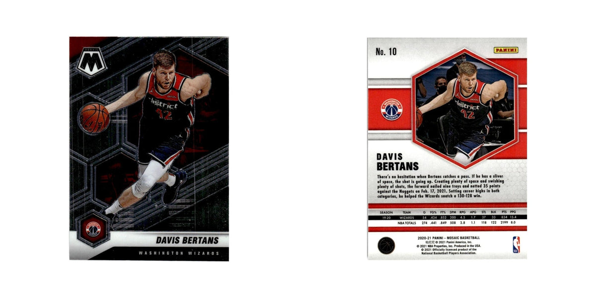 Davis Bertans 2020 Panini Mosaic #10 Washington Wizards Basketball Card NM