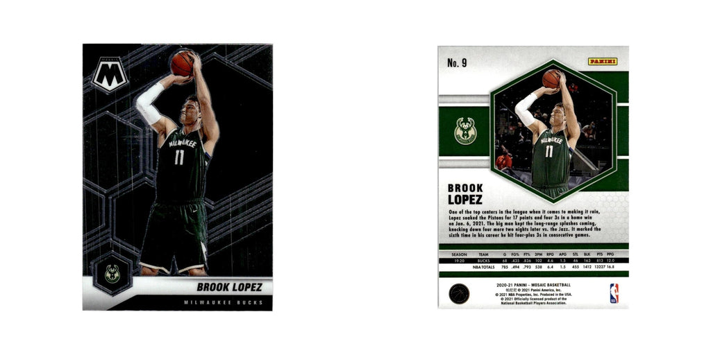 Brook Lopez 2020 Panini Mosaic #9 Milwaukee Bucks Basketball Card NM