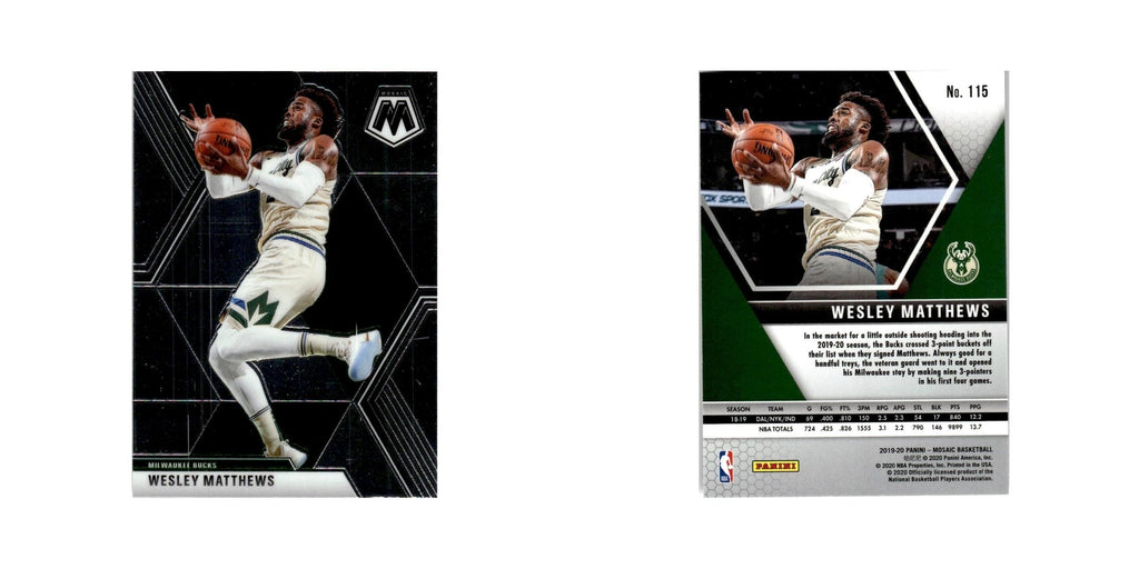 Wesley Matthews 2019 Panini Mosaic #115 Milwaukee Bucks Basketball Card NM