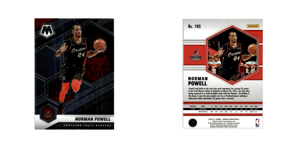 Norman Powell 2020 Panini Mosaic #195 Portland Trail Blazers Basketball Card NM