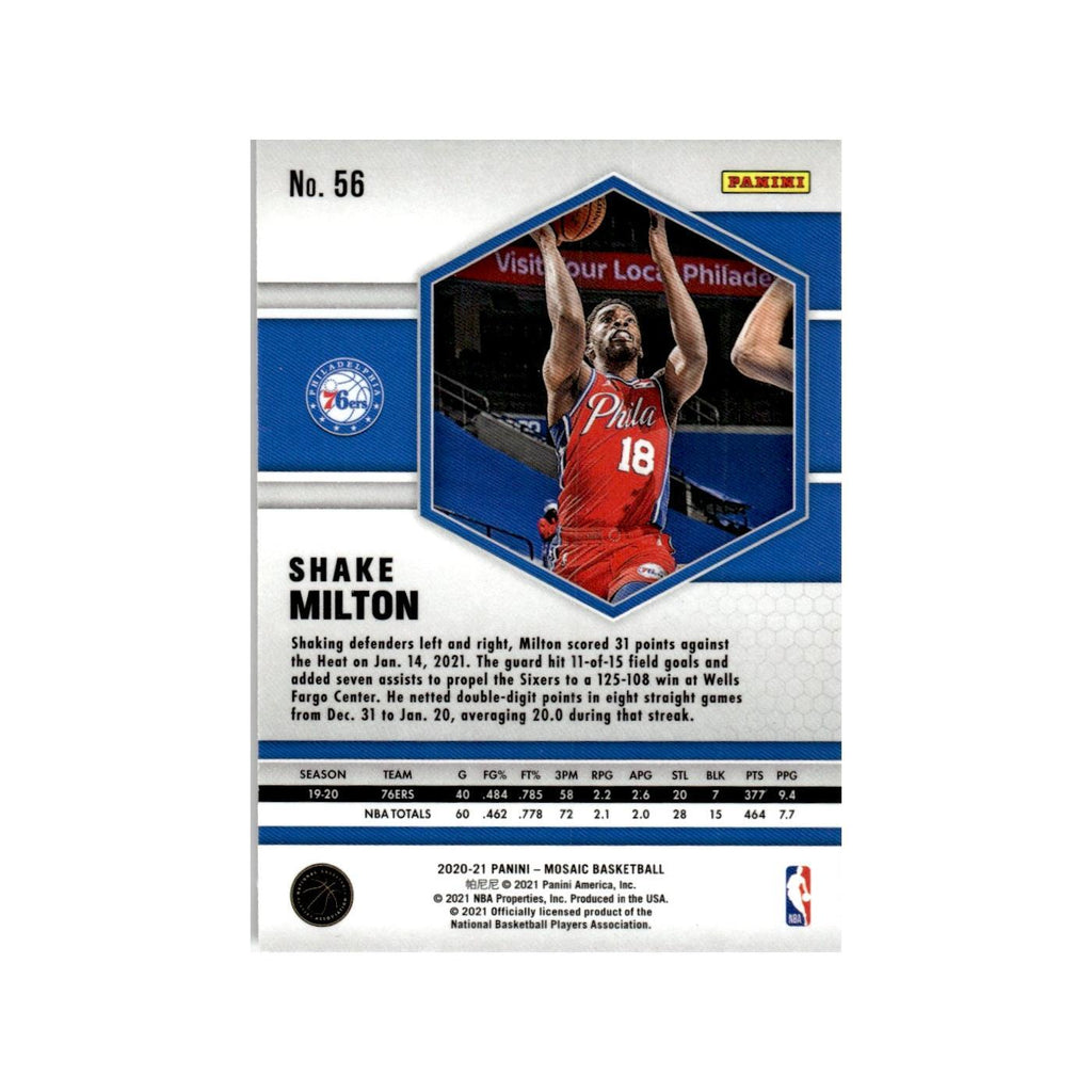Shake Milton 2020 Panini Mosaic #56 Philadelphia 76ers Basketball Card NM