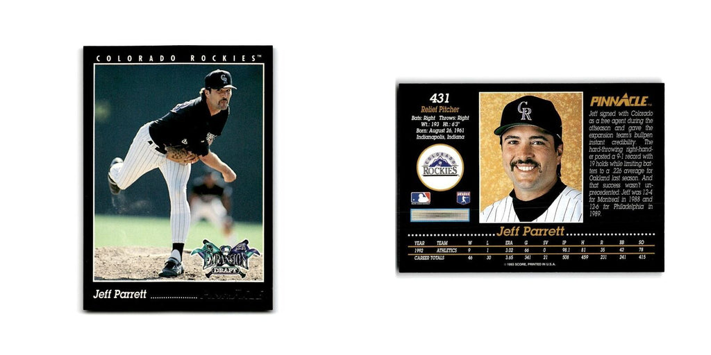 Jeff Parrett 1993 Pinnacle #431 Colorado Rockies Baseball Card NM