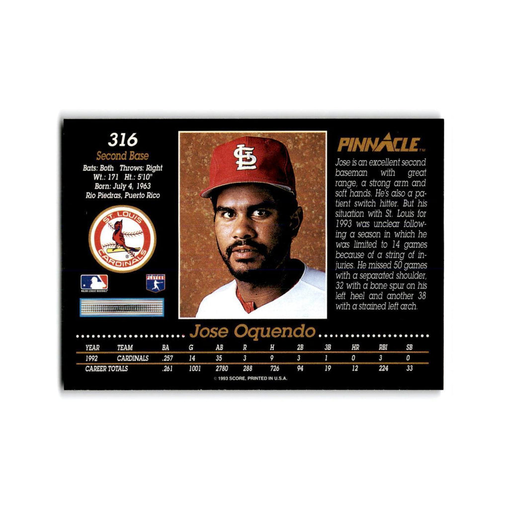 Jose Oquendo 1993 Pinnacle #316 St. Louis Cardinals Baseball Card NM